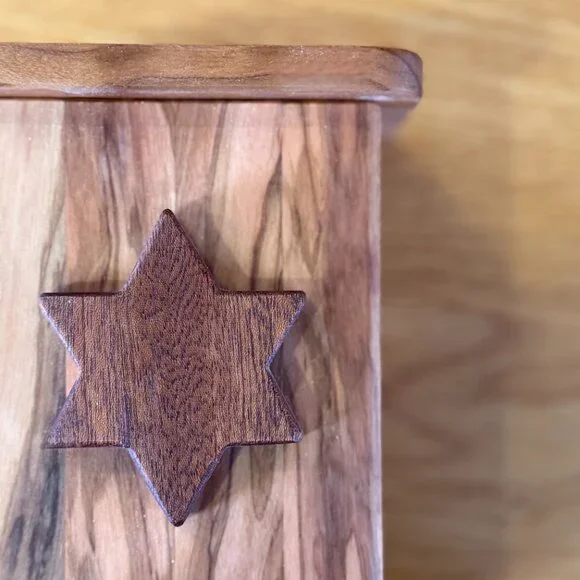 Tzedakah Charity Box Olive / Sapele / Cherry Hardwoods HandCrafted Star of David - Picture 4 of 9